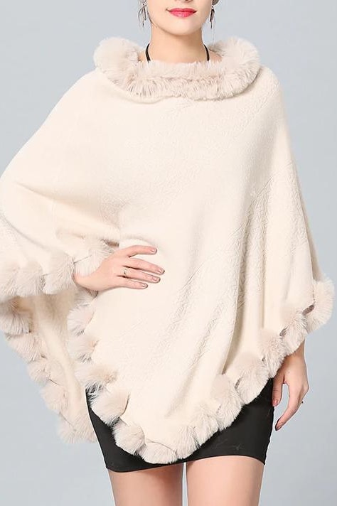 Jett Faux Fur Pom Pom Poncho - Clothing
