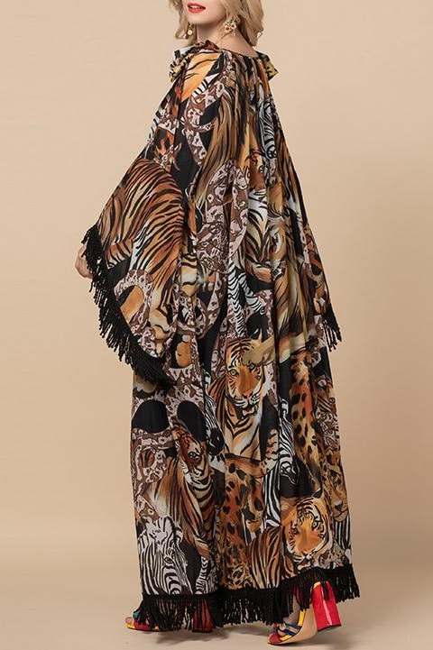 Jungle Fringe Maxi Dress - Clothing