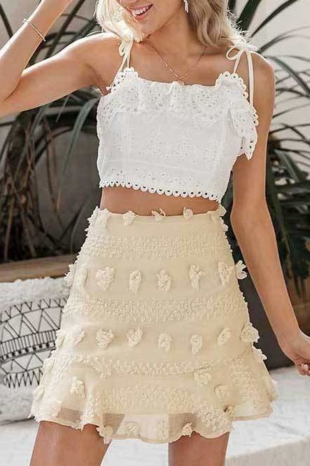 Kinsley Mini Skirt - Beige / S - Clothing