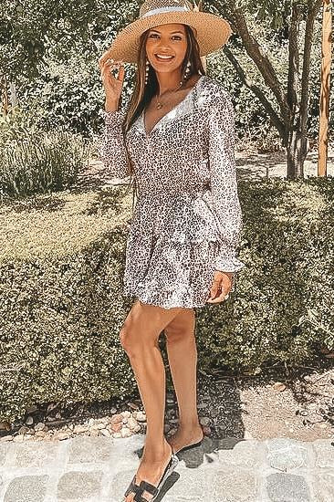 Lana Leopard Ruffle Dress - Clothing