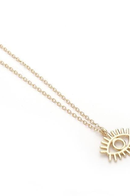 Chic Gold Chain Colorful Rhinestone Filled Evil Eye Coin Bohemian Gold Necklaces - Style10