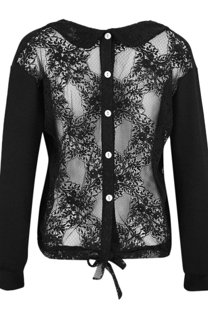 Leah Lace Back Tie Sweatshirt - Clothing