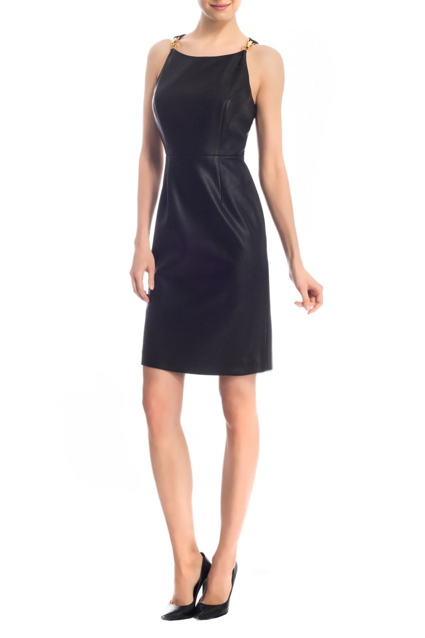 Leather Textured Crossback Dress - Clothing