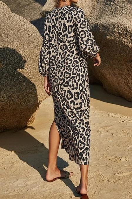 Leopard Kaftan Dress - Clothing