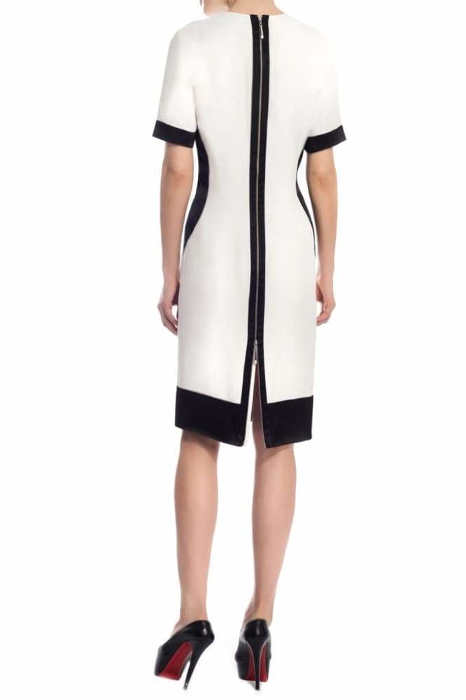 Light Weight Wool Shift Dress (White) - Clothing