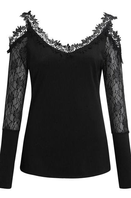 Liv Lace Cold Shoulder Top - Tops