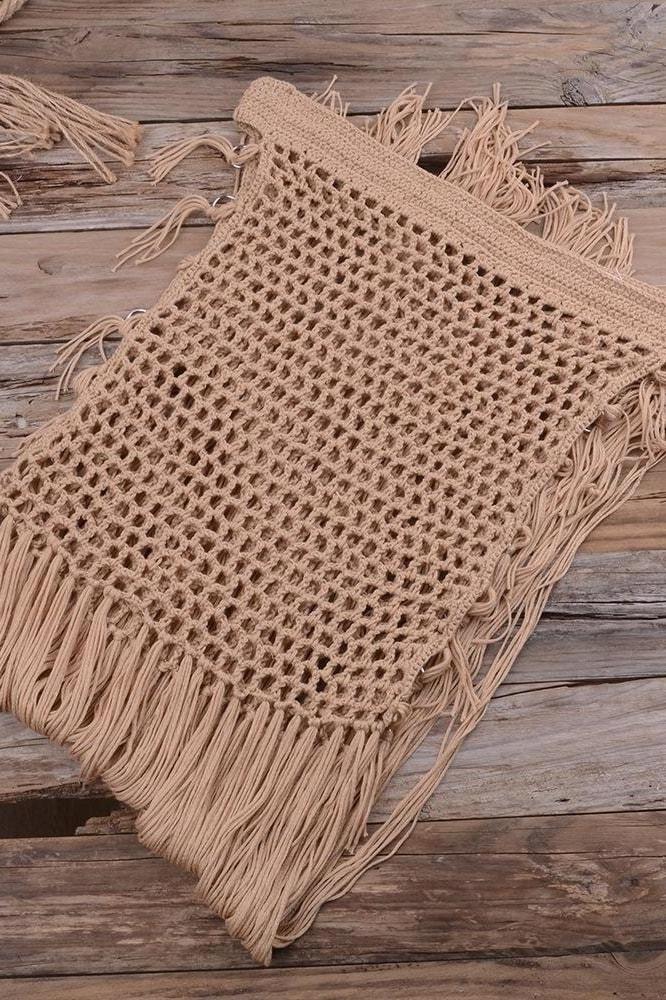 Luciana Tassel Cover Up - S / Khaki - Cover-Ups
