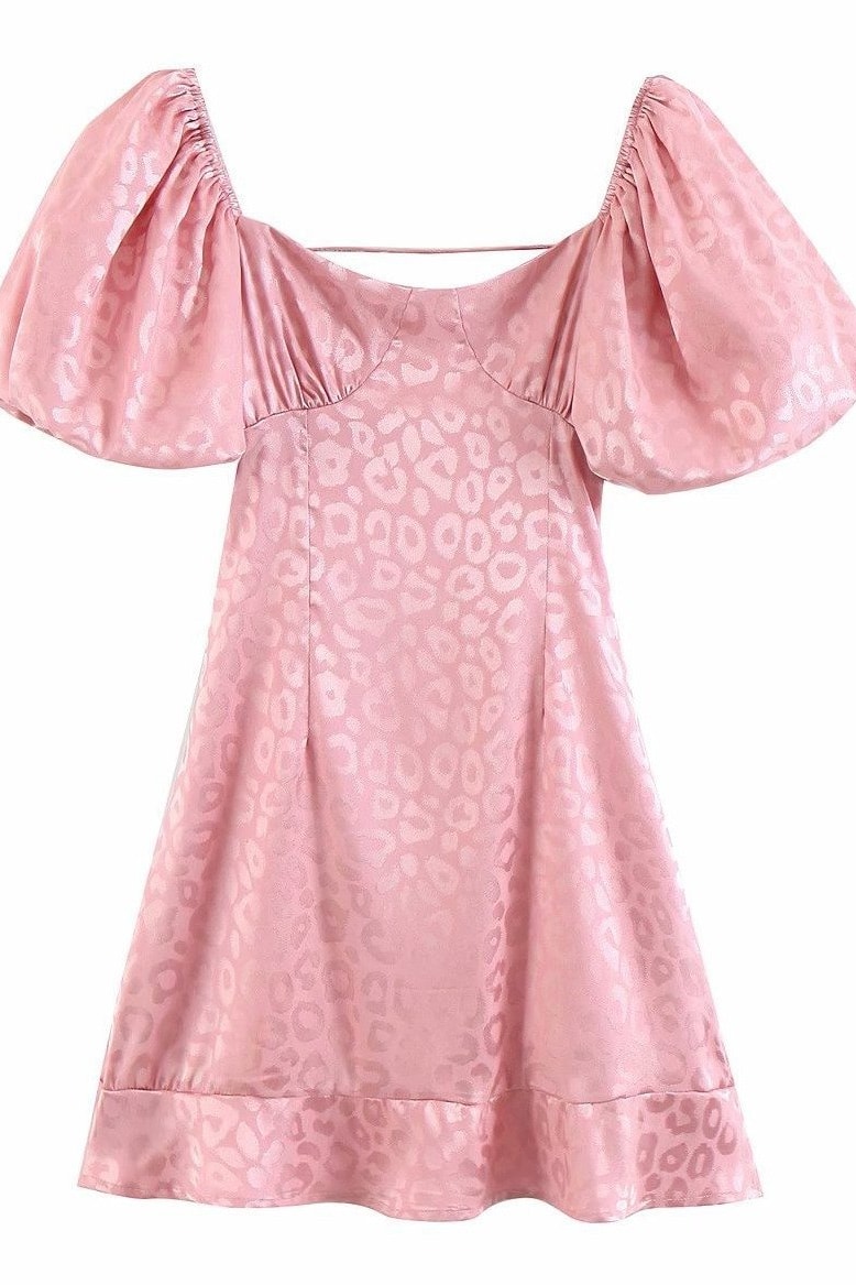 Mabel Puff Sleeve Leopard Dress - Clothing