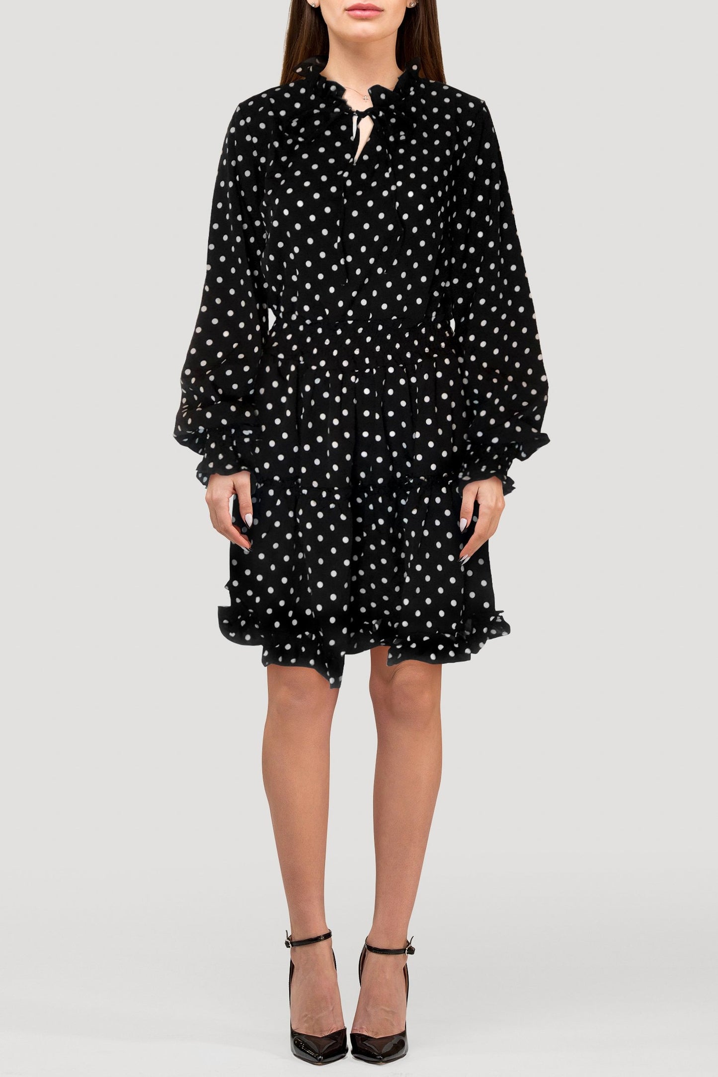 Mae Ruffle Dress - Black / S - Clothing