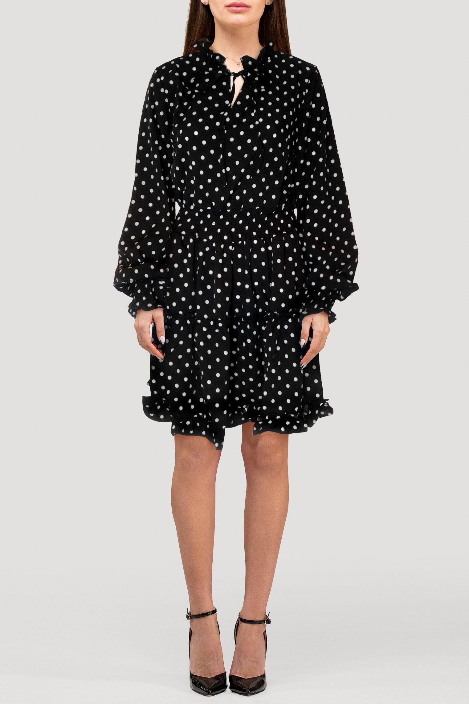 Mae Ruffle Dress - Black / S - Clothing