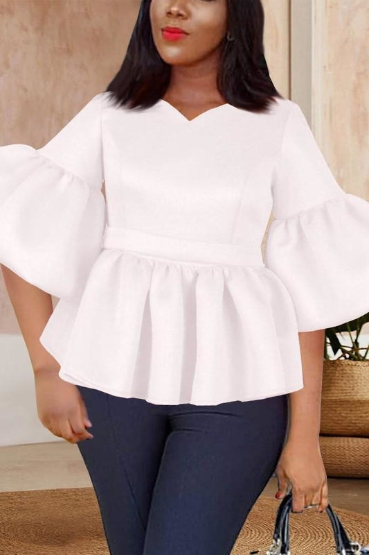 Maureen Flared Sleeve Blouse - S / White - Tops