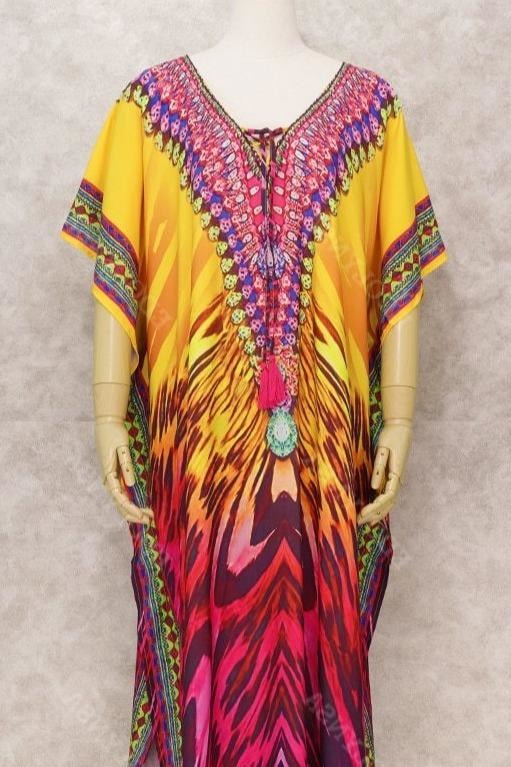 Mauve Multi Color Vibrant Beach Dress - Clothing
