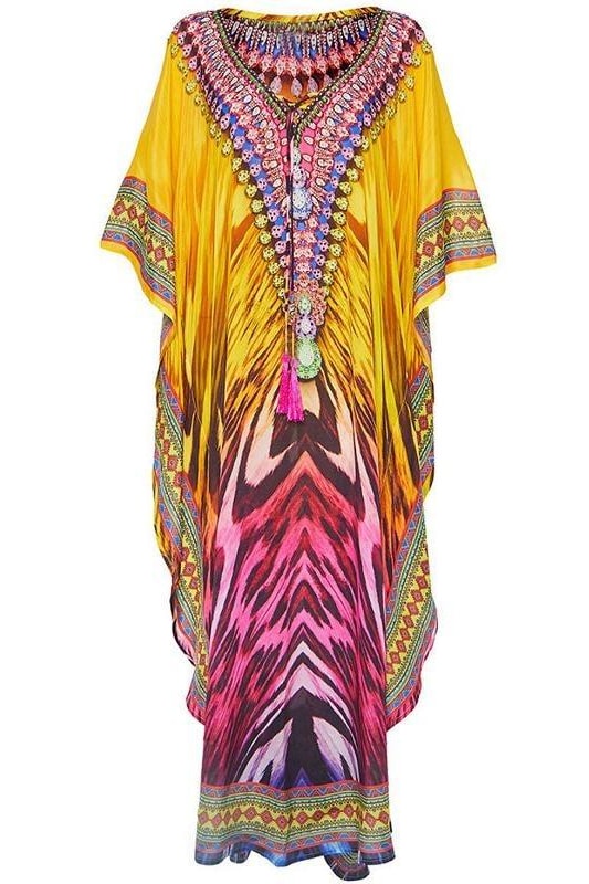 Mauve Multi Color Vibrant Beach Dress - Clothing