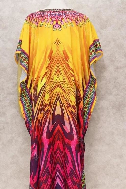 Mauve Multi Color Vibrant Beach Dress - Clothing