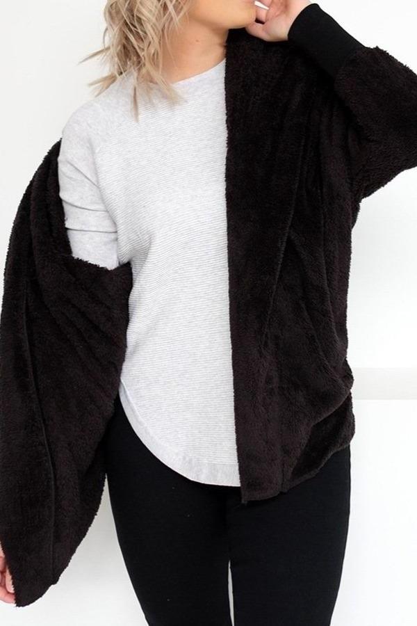 McKenna Plush Coat - S / Black - Jackets