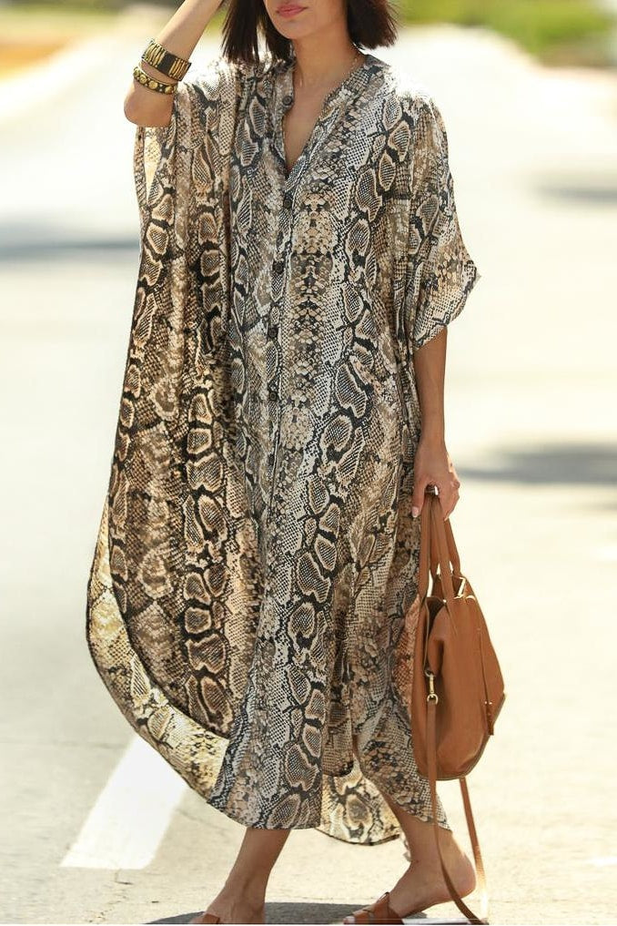 Megan Oversized Tunic Dress - Snake / One Size - Clothing