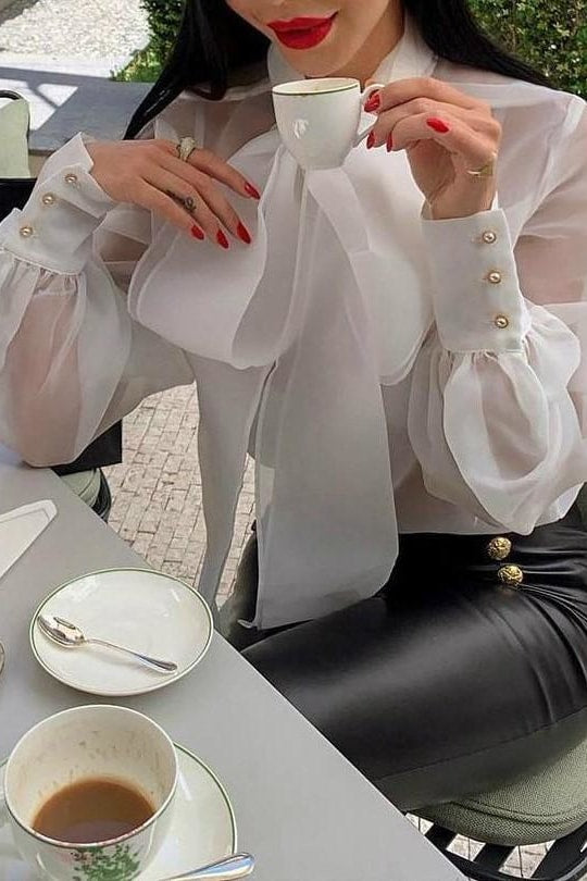 Melinda Puff Sleeve Blouse - Tops
