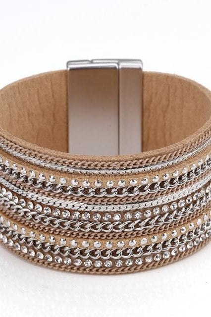 Metal Chain Bohemian Bracelet - Light Yellow Gold Color - Jewelry