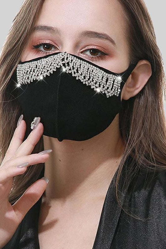 Mini Crystal Mask - White Fringe - Accessories