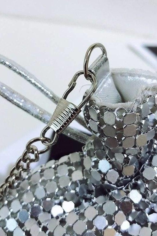 Mini Silver Lamé Pouch - Handbags