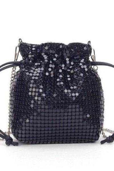 Mini Silver Lamé Pouch - black / L14cmH15cmW8cm - Handbags