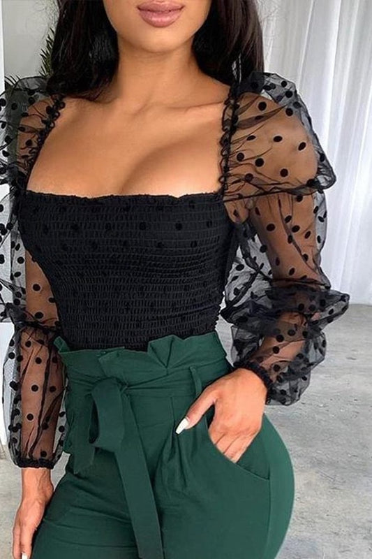 Noa Polka Dot Top - Black / S - Clothing