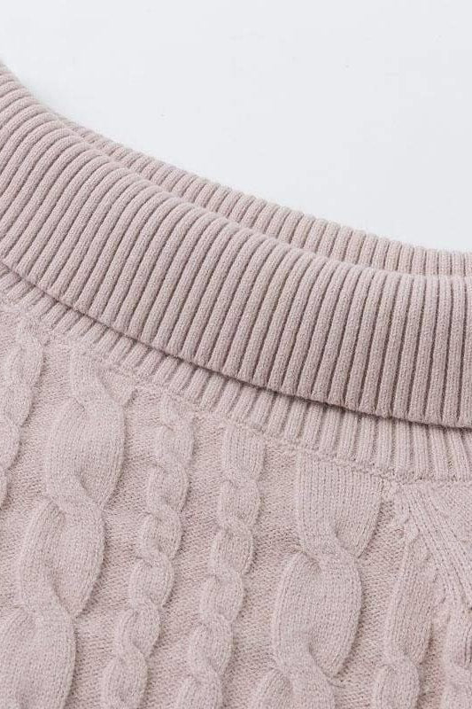 Off Shoulder Cable Knit Sweater - Clothing