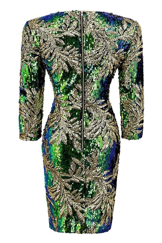 Olympia Sequin Dress (Green) - Clothing