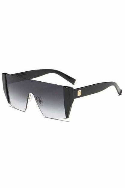 Oversized Mirror Goggle Shades - Black - Sunglasses