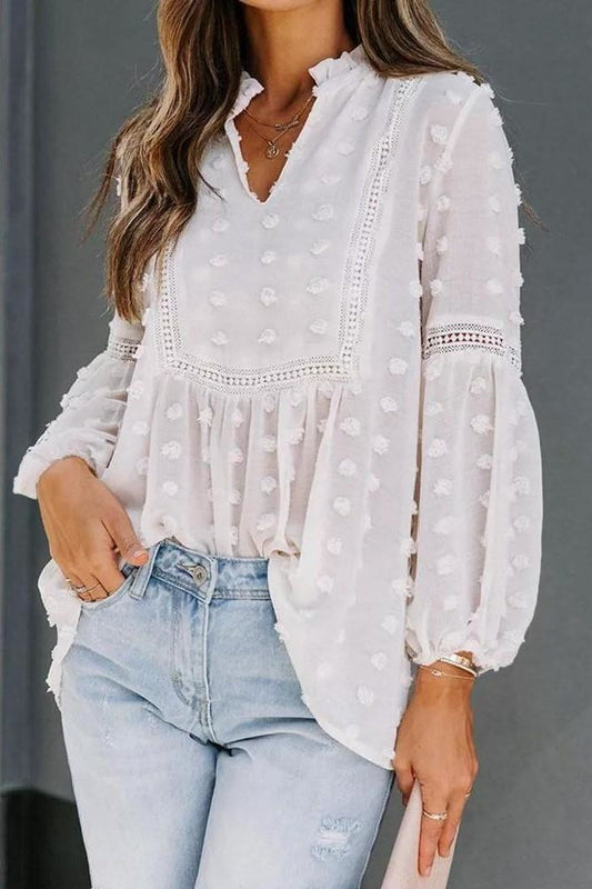 Penny Polka Dot Blouse - S / White - Tops