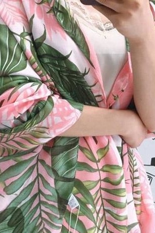 Pink Palm Leaves Tassel Scarf - Accessories