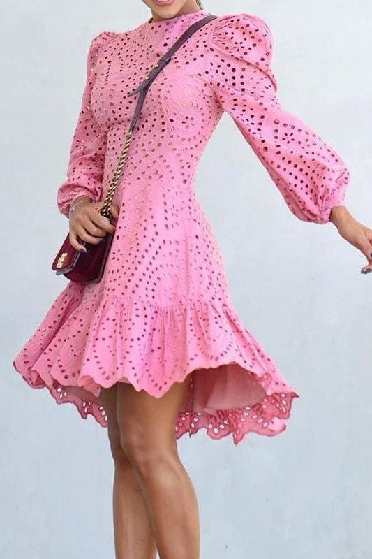 Polly Puff Sleeve Eyelet Dress - Clothing