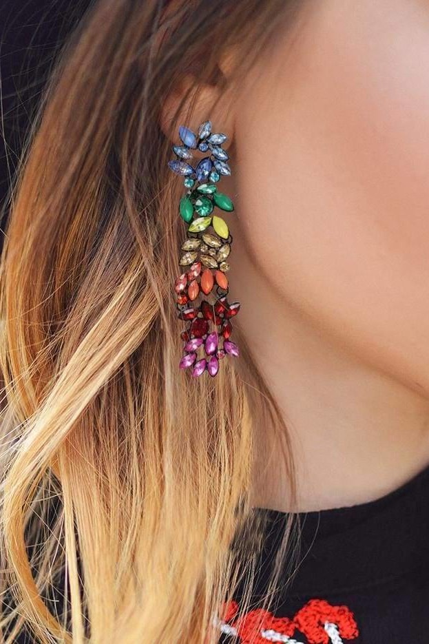 Rainbow Jewel Drop Earrings - Jewelry