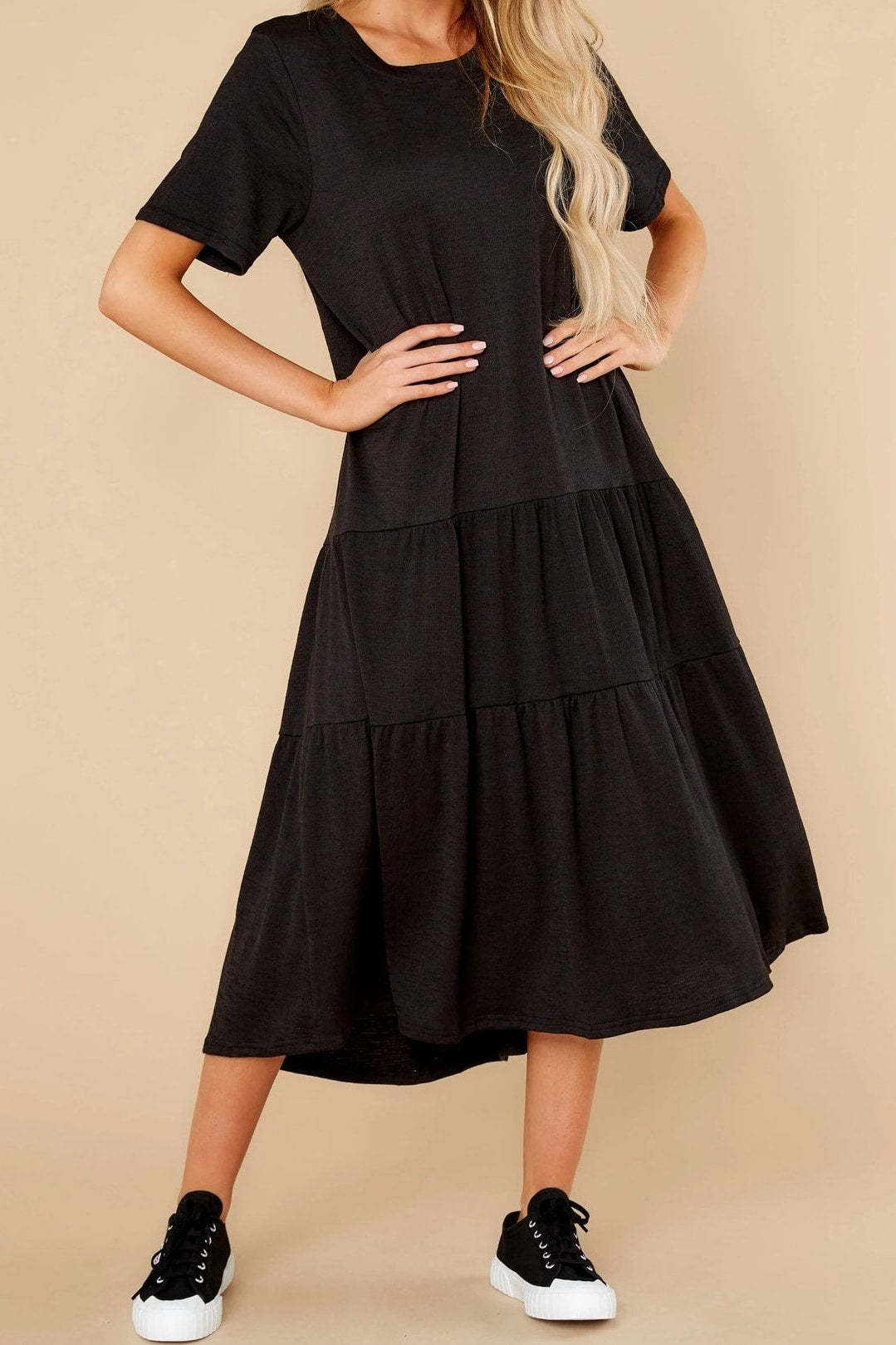 Renee Ruffle Midi T-Shirt Dress - Clothing