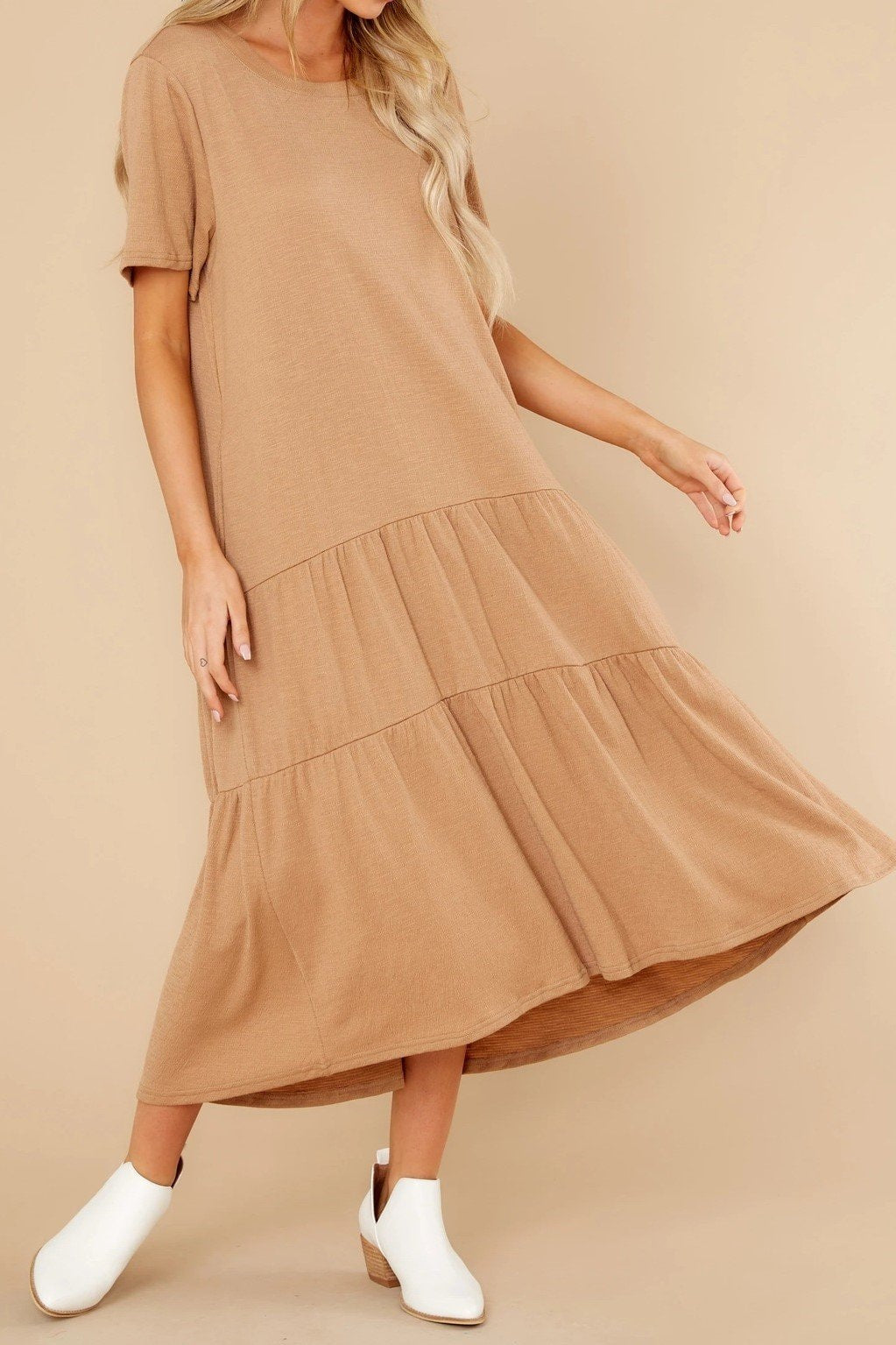 Renee Ruffle Midi T-Shirt Dress - Clothing