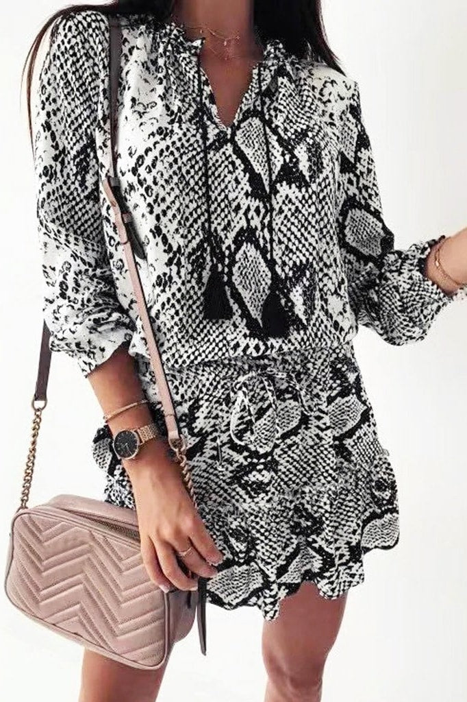 Sana Snake Tassel Mini Dress - Clothing