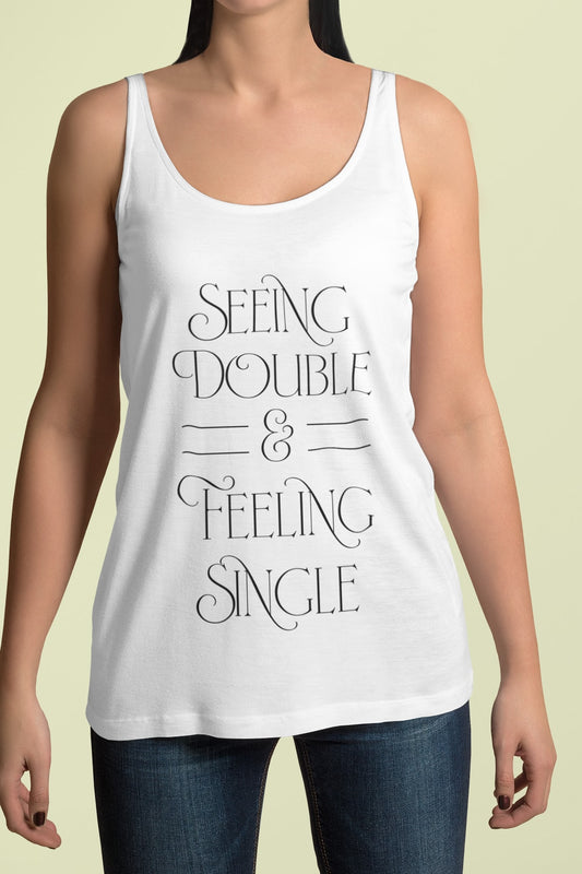 Seeing Double Feeling Single Tank Top - Heather White / XS