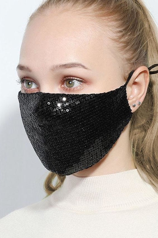 Sequin Adjustable Mask - Black