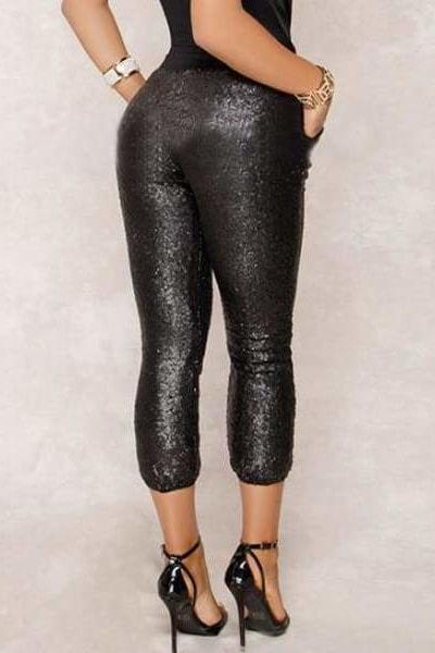 Sequin Capri Joggers - Clothing