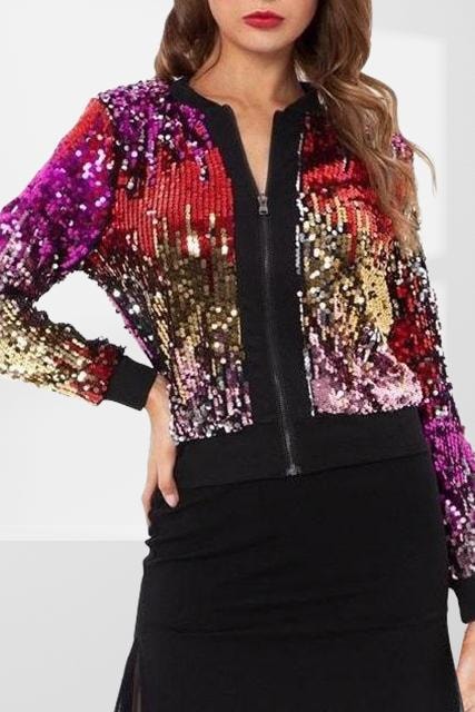 Sia Sequin Bomber Jacket - Jackets