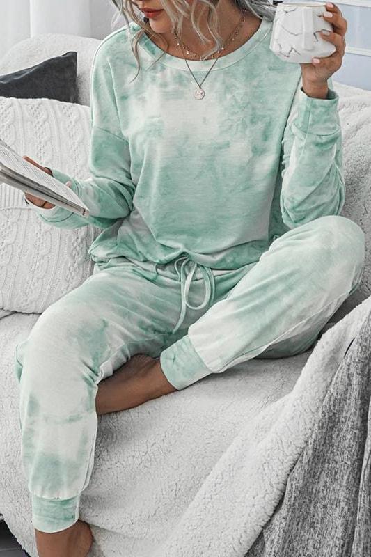 Tamara Tie Dye Two Piece Set - Green / XL - Loungewear