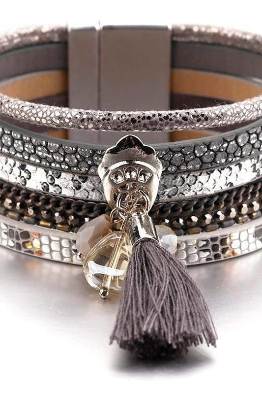 Tassel Stack Pleather Bracelet - Jewelry