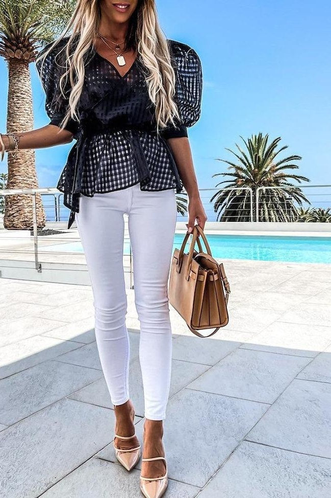 Valeria Puff Sleeve Top - Tops