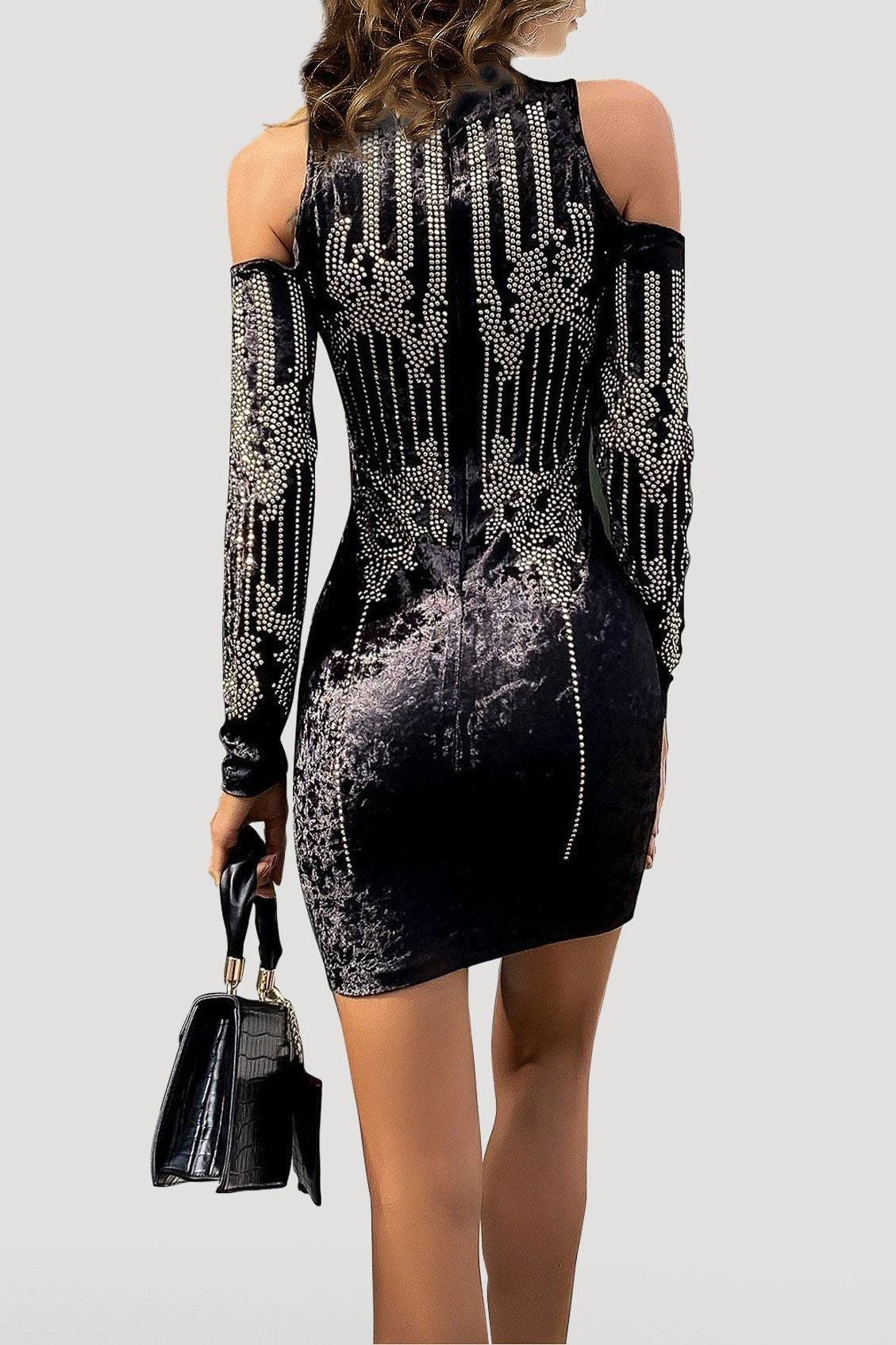 Vivi Stud Velvet Dress - Clothing