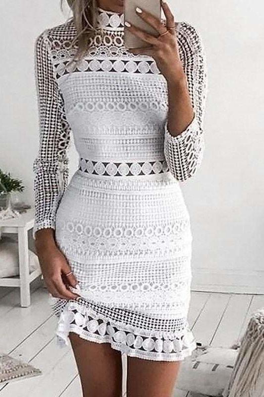White Party Long Sleeve Dress - Clothing