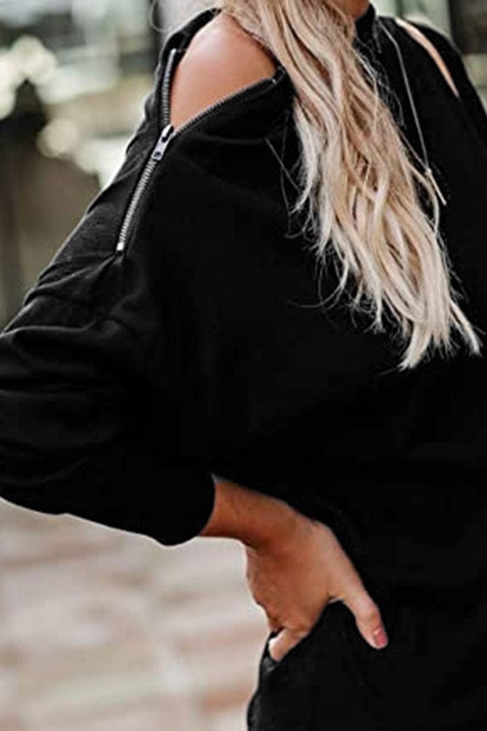 Zia Zipper Shoulder Top - Clothing