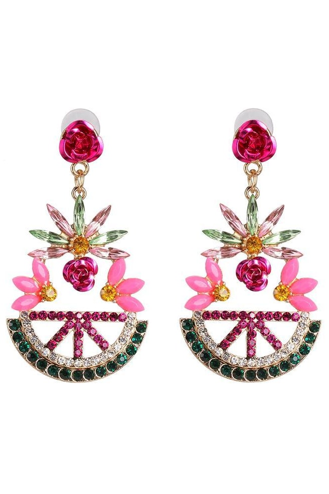 Abby Crystal Earrings - Pink - Jewelry