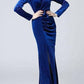 Alondra Velvet Maxi Dress - Blue / S - Clothing