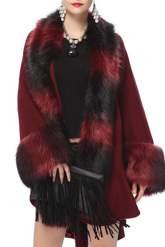 Anastasia Faux Fur Cloak - Red / One Size - Clothing