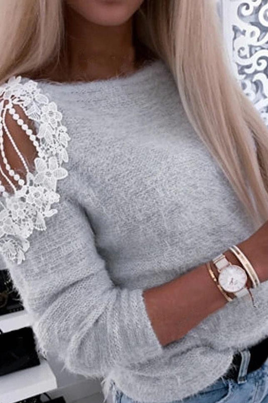 Angelina Lace Top - Grey / XL - Clothing